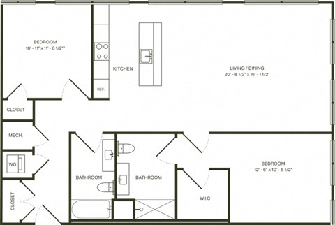 the blueprint of a floor plan of a home with a bedroom and a living room
